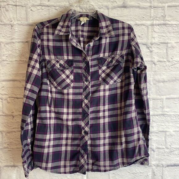 Duluth Trading Company Women’s Crosscut Wicking Flannel Shirt Side Medium - Picture 1 of 9